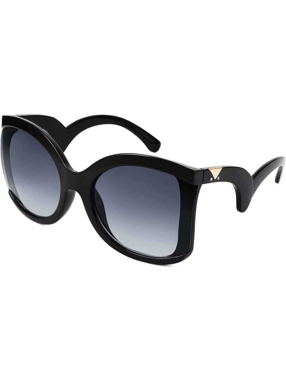 Women's Oversized Square Sunglasses Curly Arm Frame Shades B4035 Black Grey